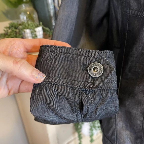 Tahari Jacket Black Sheen XL Lightweight Snap Buttons Pintuck Front Party Casual - Picture 7 of 11